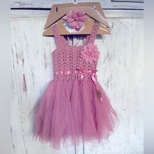 Baby Girl Photo Shoot Dress with Headband, NWT, Handmade, 6 months